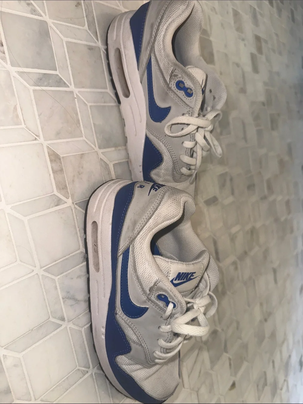 Nike Kids Sneakers in Light Gray and Royal Blue